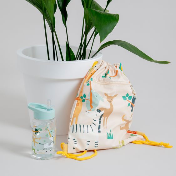 Miniland Bottiglia per bambini 450ml - con cannuccia, realizzata in Tritan - Jungle