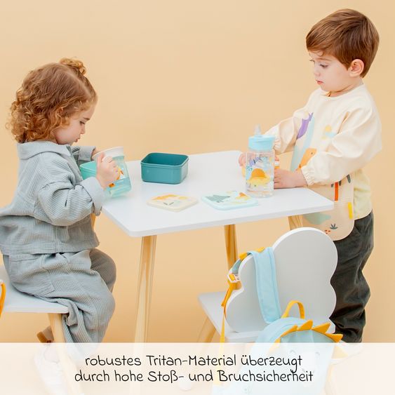 Miniland Bottiglia per bambini 450ml - con cannuccia, in Tritan - Jurassic
