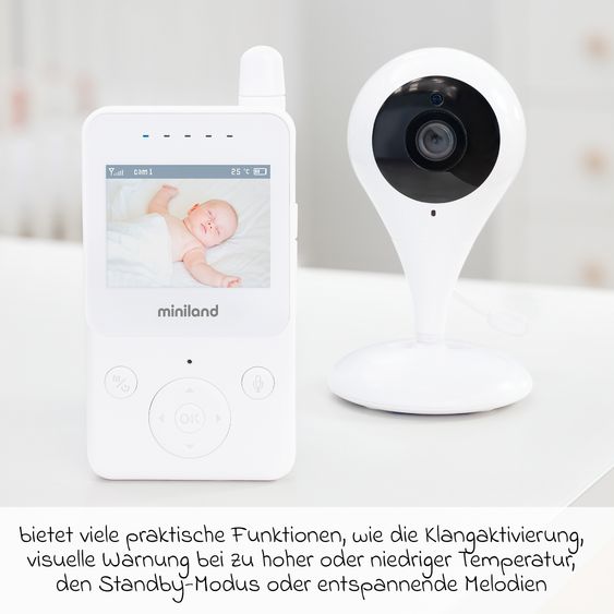 Miniland Video baby monitor Digimonitor con telecamera e display da 2,4 pollici