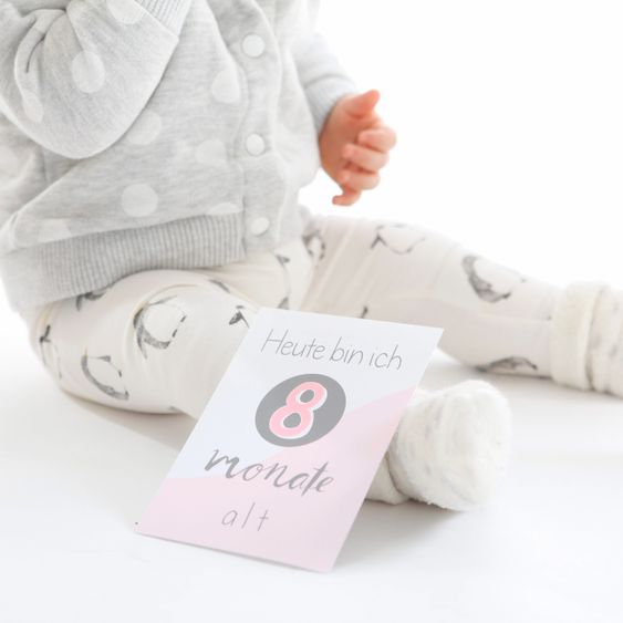Mintkind Baby-Meilensteinkarten - 26 Karten - Rosa