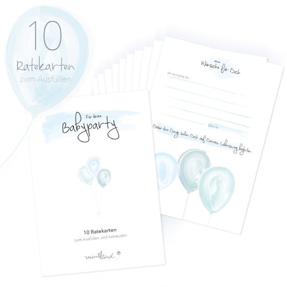 Mintkind Babyshower Ratespiel - Babyparty - Blau