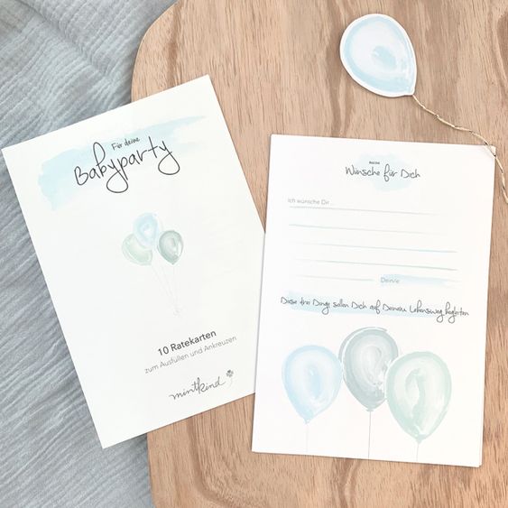 Mintkind Babyshower Ratespiel - Babyparty - Blau