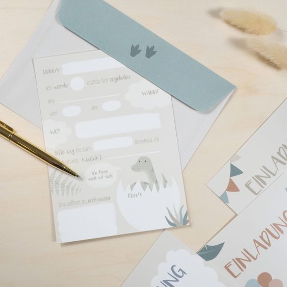 Mintkind Einladungskarten Kindergeburtstag inkl. Briefumschläge - Dinosaurier