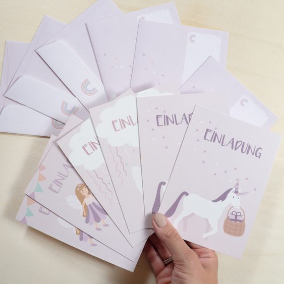 Mintkind Invitation cards children's birthday incl. envelopes - Fairy World