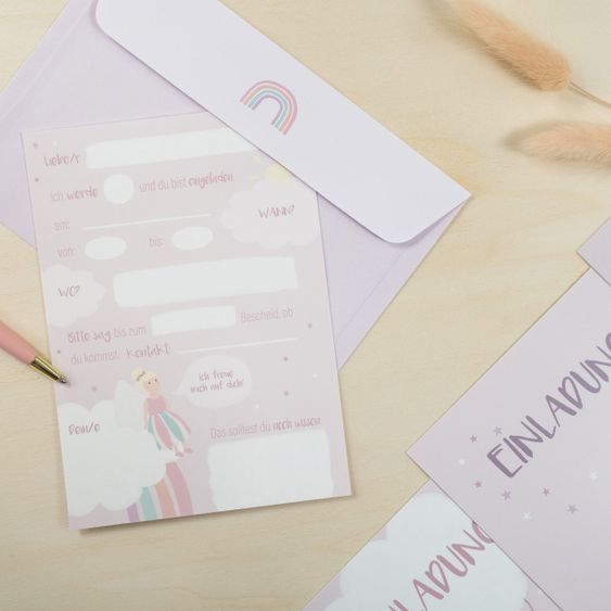 Mintkind Invitation cards children's birthday incl. envelopes - Fairy World