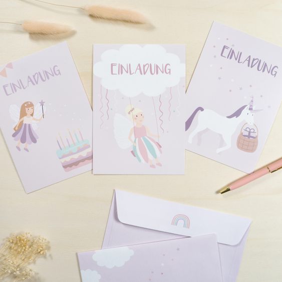Mintkind Invitation cards children's birthday incl. envelopes - Fairy World