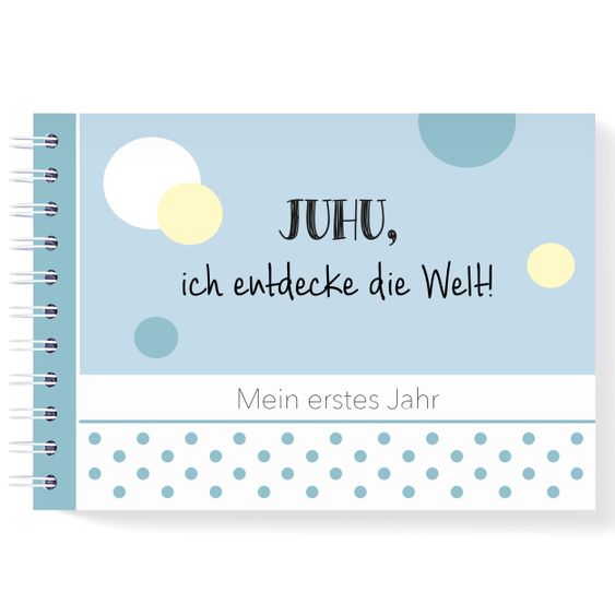 Mintkind Erinnerungsbuch / Babytagebuch - Mein erstes Jahr - Juhu, ich entdecke die Welt - Blau