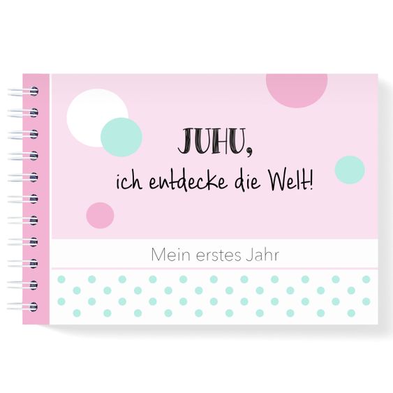 Mintkind Erinnerungsbuch / Babytagebuch - Mein erstes Jahr - Juhu, ich entdecke die Welt - Rosa