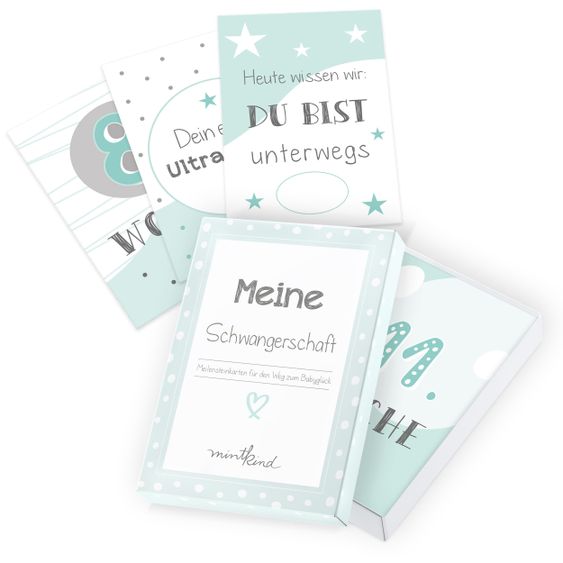 Mintkind Meilensteinkarten - Schwangerschaft - 26 Karten - Mint