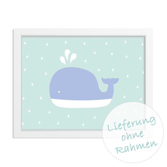 Mintkind Poster - kleiner Wal Blau - A4