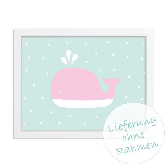 Mintkind Poster - kleiner Wal Rosa - A4