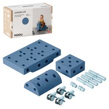 14 tlg. Baukasten Starter-Set Modu Playsystem Curiosity von 0 - 6 Jahre - Deep Blue / Sky Blue