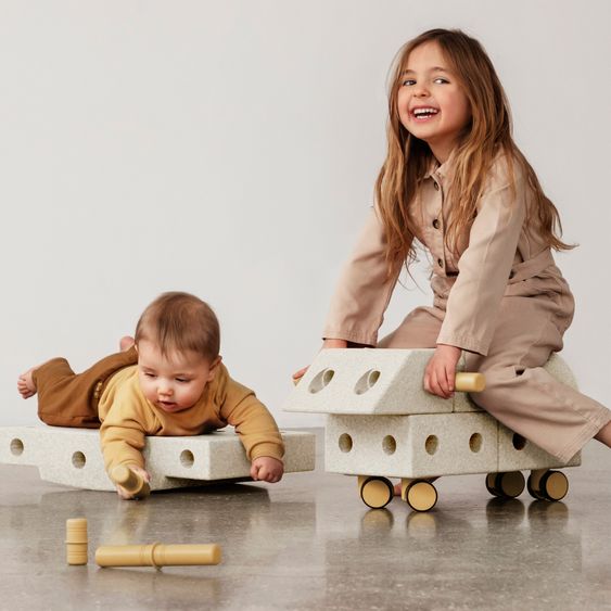 Modu 20 tlg. Baukasten Starter-Setset Modu Playsystem Explorer von 0 - 6 Jahre - Sand Grey / Honey Yello