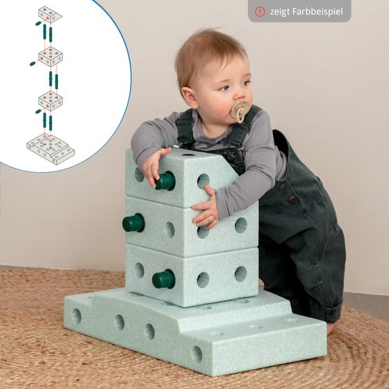 Modu 20 tlg. Baukasten Starter-Setset Modu Playsystem Explorer von 0 - 6 Jahre - Sand Grey / Honey Yello