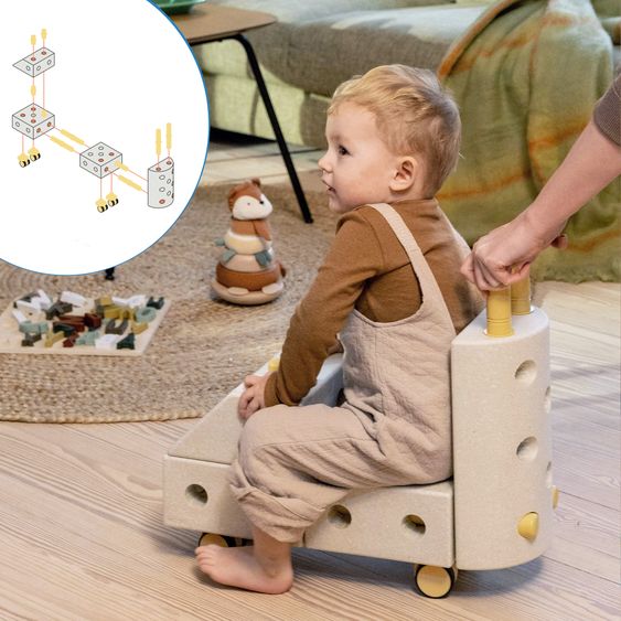 Modu 20 tlg. Baukasten Starter-Setset Modu Playsystem Explorer von 0 - 6 Jahre - Sand Grey / Honey Yello