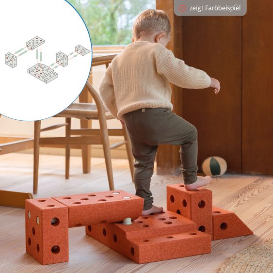 Modu 20 tlg. Baukasten Starter-Setset Modu Playsystem Explorer von 0 - 6 Jahre - Sand Grey / Honey Yello