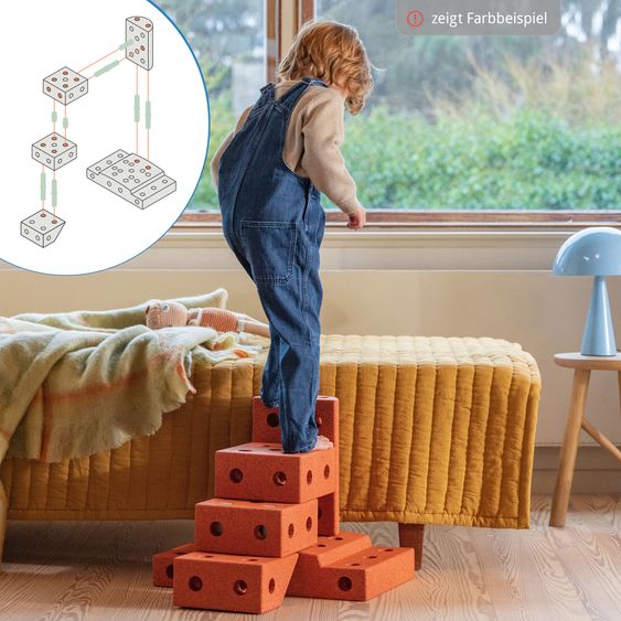 Modu 20 tlg. Baukasten Starter-Setset Modu Playsystem Explorer von 0 - 6 Jahre - Sand Grey / Honey Yello