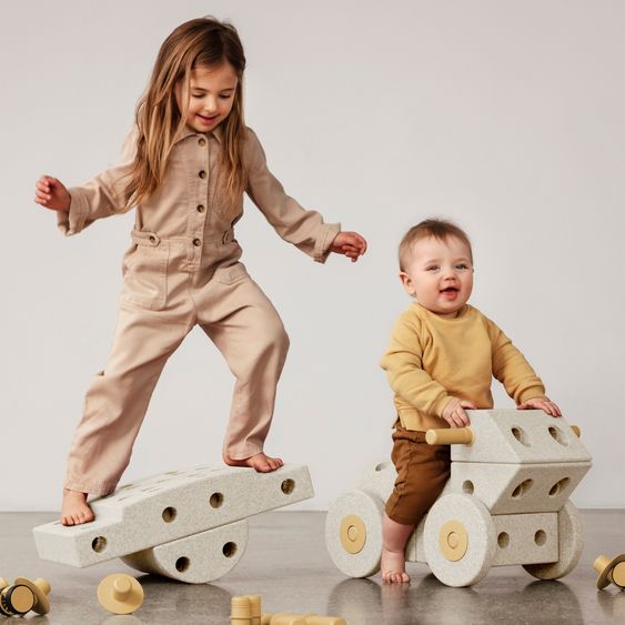 Modu 34 tlg. Baukasten Starter-Set Modu Playsystem Dreamer von 0 - 6 Jahre - Sand Grey / Honey Yello