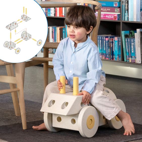Modu 34 tlg. Baukasten Starter-Set Modu Playsystem Dreamer von 0 - 6 Jahre - Sand Grey / Honey Yello