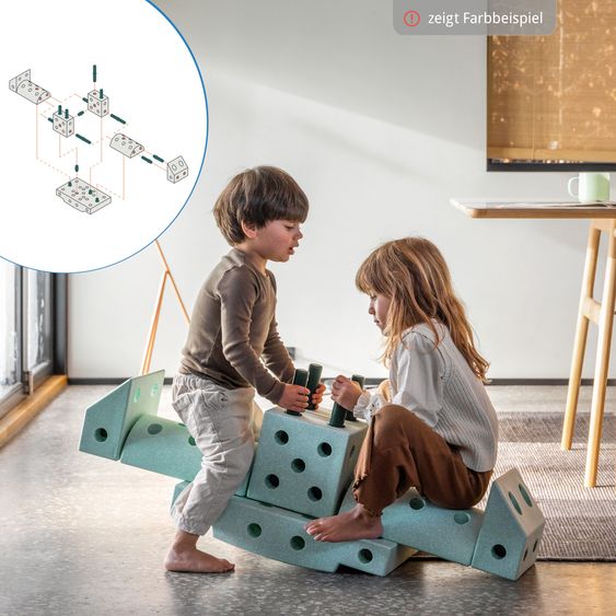 Modu 34 tlg. Baukasten Starter-Set Modu Playsystem Dreamer von 0 - 6 Jahre - Sand Grey / Honey Yello