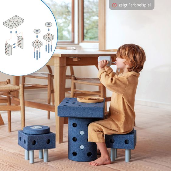 Modu 34 tlg. Baukasten Starter-Set Modu Playsystem Dreamer von 0 - 6 Jahre - Sand Grey / Honey Yello