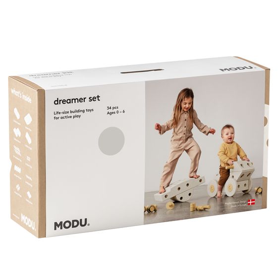 Modu 34 tlg. Baukasten Starter-Set Modu Playsystem Dreamer von 0 - 6 Jahre - Sand Grey / Honey Yello