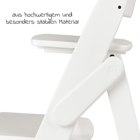 Moji High chair Yippy Plain - flat folding, growing, fully lacquered - Snow