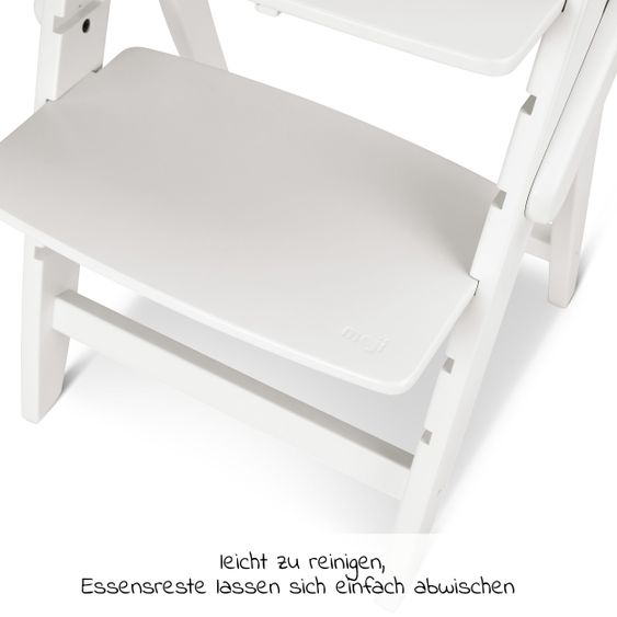 Moji High chair Yippy Plain - flat folding, growing, fully lacquered - Snow