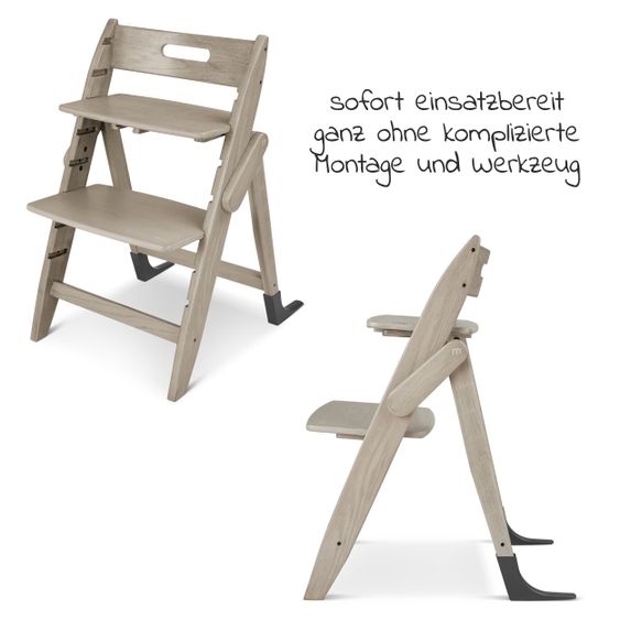 Moji High chair Yippy Trunk - flat folding, growing, solid wood - Cashmere