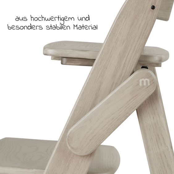 Moji High chair Yippy Trunk - flat folding, growing, solid wood - Cashmere