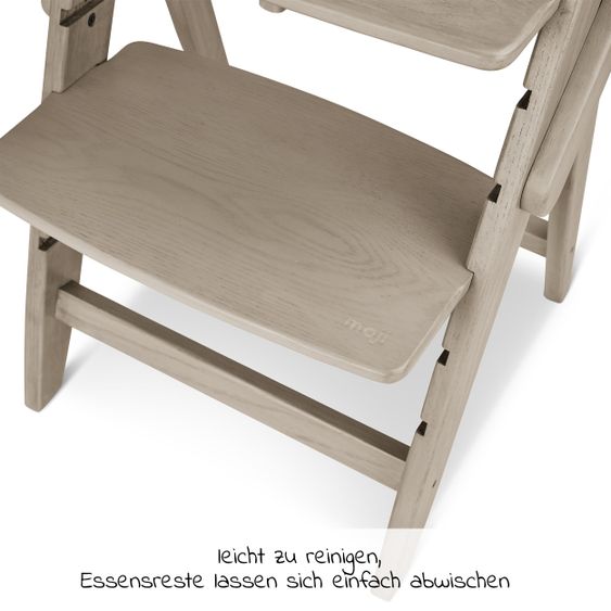 Moji High chair Yippy Trunk - flat folding, growing, solid wood - Cashmere