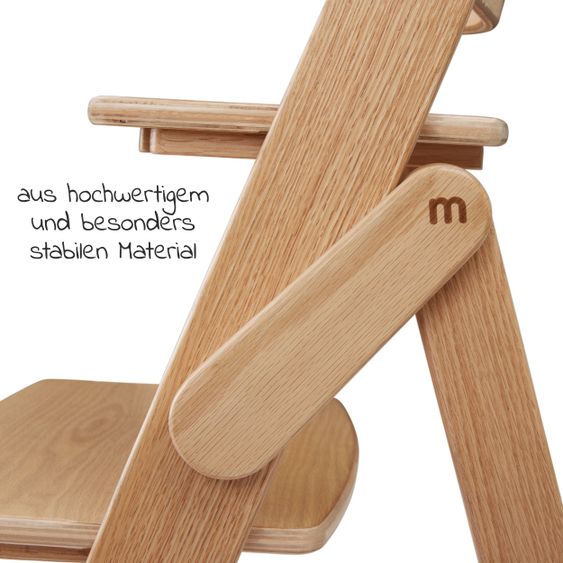 Moji Hochstuhl Yippy Trunk - flach klappbar, mitwachsend, Vollholz - Oak
