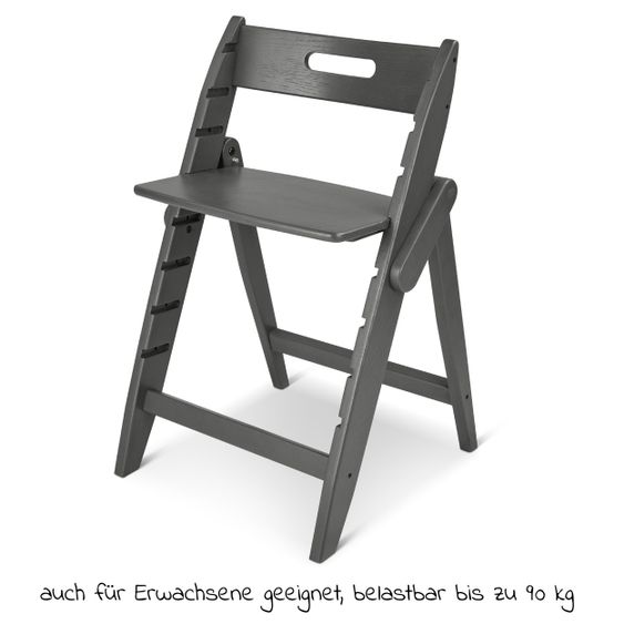 Moji High chair Yippy Trunk - flat folding, growing, solid wood - Pearl