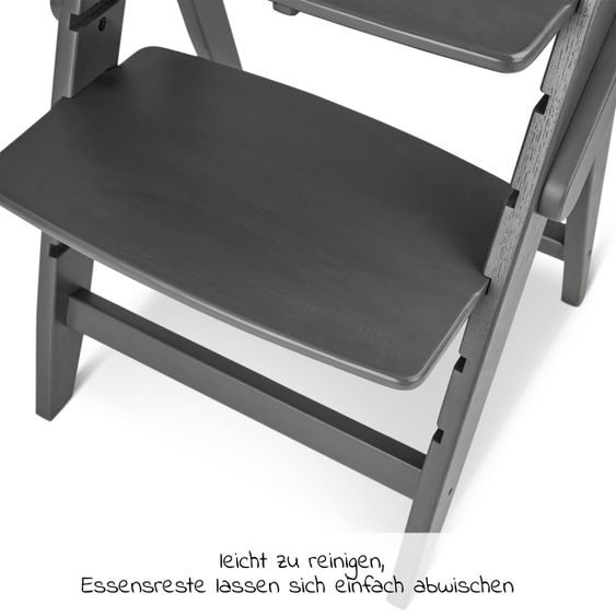Moji High chair Yippy Trunk - flat folding, growing, solid wood - Pearl