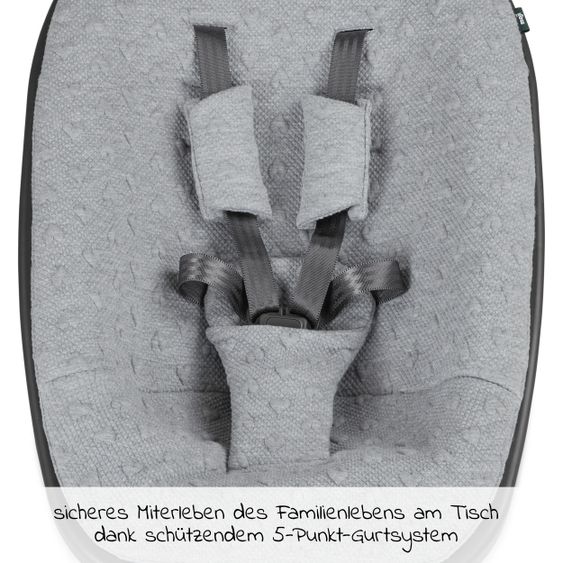 Moji Neugeborenenaufsatz inkl. Bezug, Matratze, Gurtsystem für Yippy Hochstuhl - Heart