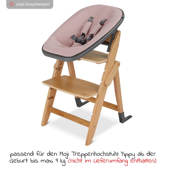 Moji Neugeborenenaufsatz inkl. Bezug, Matratze, Gurtsystem für Yippy Hochstuhl - Rose Gold