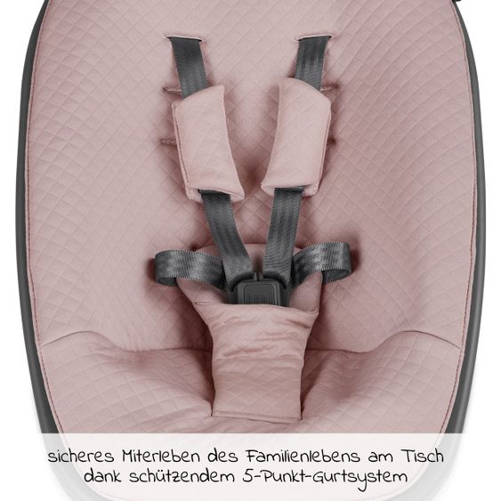 Moji Neugeborenenaufsatz inkl. Bezug, Matratze, Gurtsystem für Yippy Hochstuhl - Rose Gold