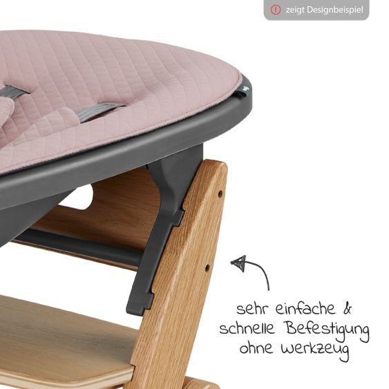 Moji Neugeborenenaufsatz inkl. Bezug, Matratze, Gurtsystem für Yippy Hochstuhl - Rose Gold