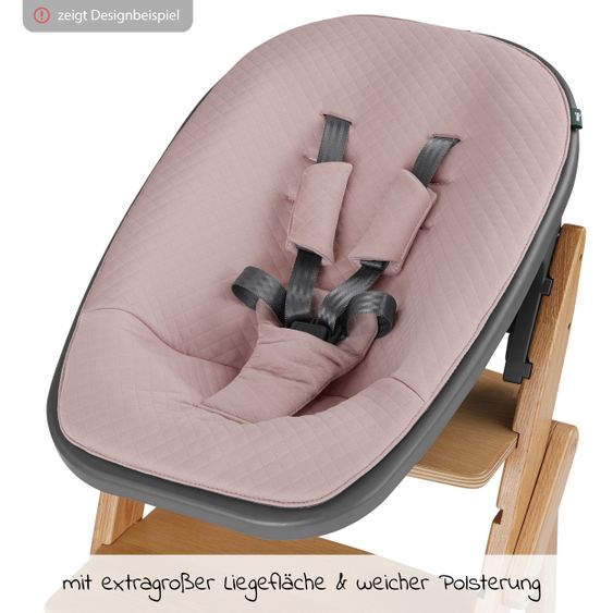 Moji Neugeborenenaufsatz inkl. Bezug, Matratze, Gurtsystem für Yippy Hochstuhl - Rose Gold