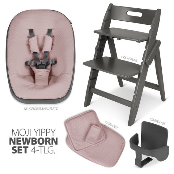 Moji Yippy Newborn Set (4 pcs.) high chair + newborn attachment + seat cushion + starter set - Cloud