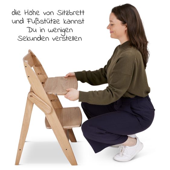 Moji Yippy Newborn Set (4 pcs.) High Chair + Newborn Attachment + Seat Cushion + Starter Set - Oak