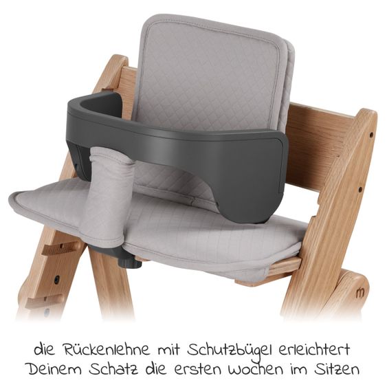 Moji Yippy Newborn Set (4 pcs.) High Chair + Newborn Attachment + Seat Cushion + Starter Set - Oak