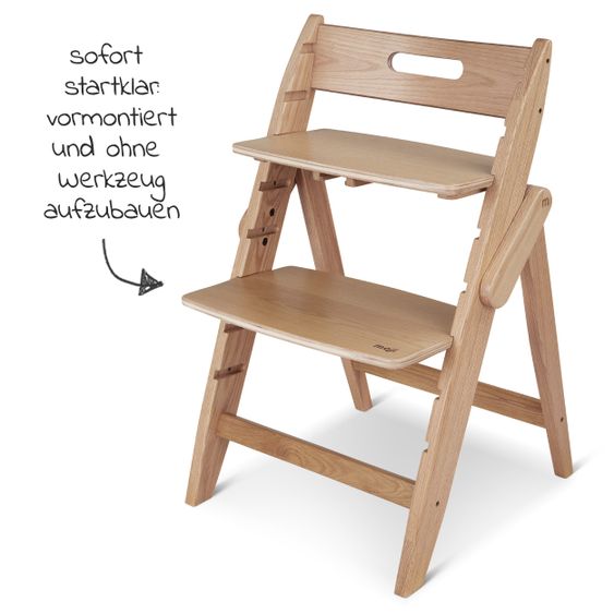 Moji Yippy Newborn Set (4 pcs.) High Chair + Newborn Attachment + Seat Cushion + Starter Set - Oak