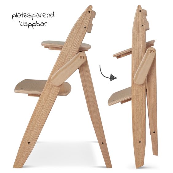 Moji Yippy Newborn Set (4 pcs.) High Chair + Newborn Attachment + Seat Cushion + Starter Set - Oak
