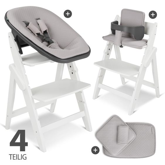 Moji Yippy Newborn Set (4 pcs.) high chair + newborn attachment + seat cushion + starter set - Snow