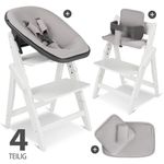 Yippy Newborn Set (4-tlg.) Hochstuhl + Neugeborenen Aufsatz + Sitzkissen + Starter-Set - Snow