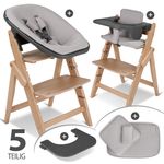 Yippy Newborn Set (5-pcs.) High Chair + Newborn Attachment + Seat Cushion + Starter Set + Table & Dining Board - Oak