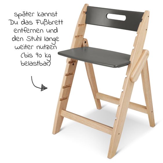 Moji Yippy Newborn Set (5-tlg.) Hochstuhl + Neugeborenen Aufsatz + Sitzkissen + Starter Set + Tisch & Essbrett - Stone