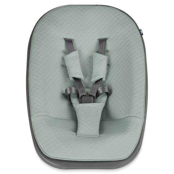 Moji Yippy Newborn Set (5-tlg.) Hochstuhl + Neugeborenen Aufsatz + Sitzkissen + Starter Set + Tisch & Essbrett - Stone
