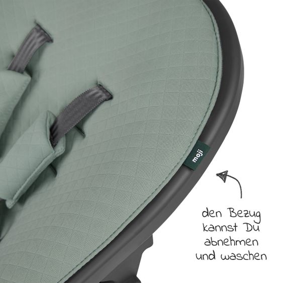 Moji Yippy Newborn Set (5-tlg.) Hochstuhl + Neugeborenen Aufsatz + Sitzkissen + Starter Set + Tisch & Essbrett - Stone